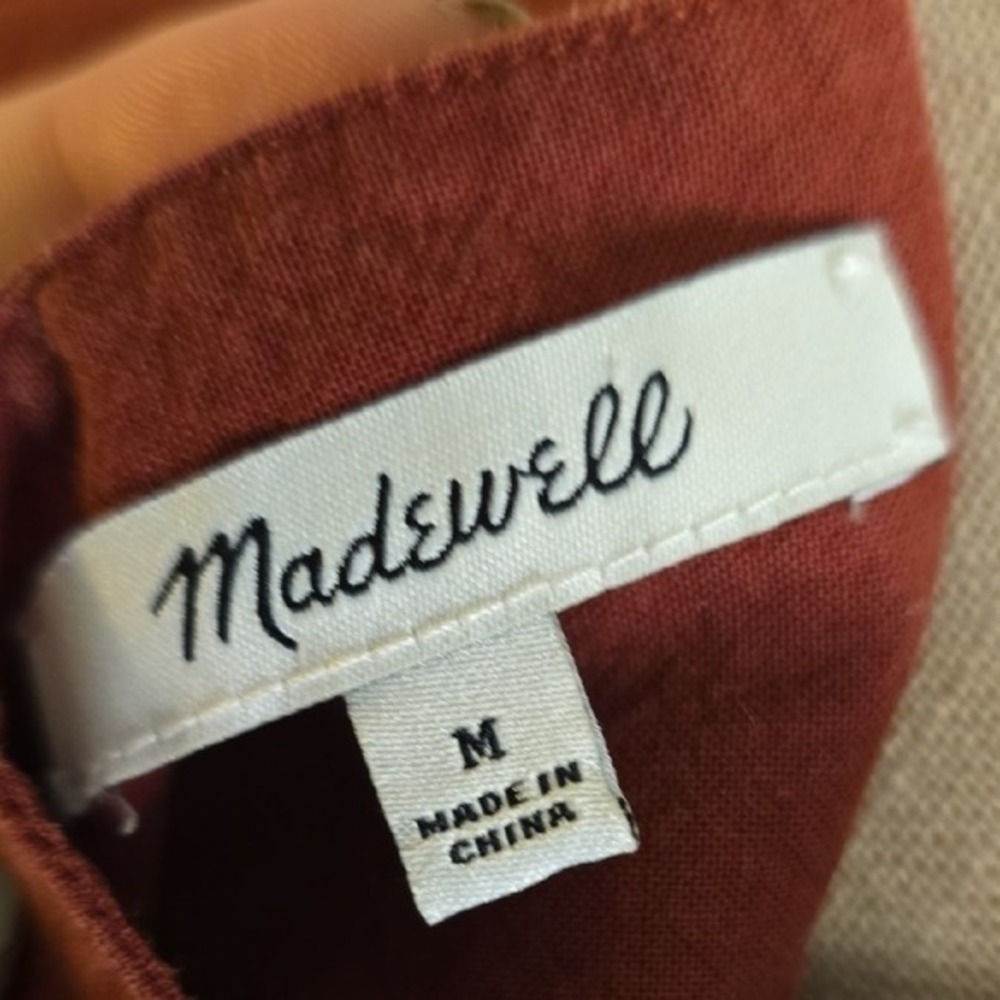 Madewell Embroidered Peasant Top M Rust Boho Square Neck Blouse - Picture 4 of 8